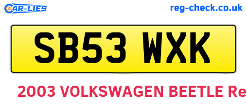 SB53WXK are the vehicle registration plates.