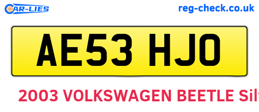 AE53HJO are the vehicle registration plates.