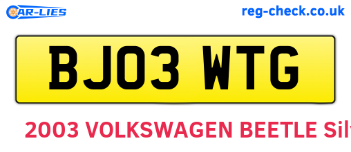 BJ03WTG are the vehicle registration plates.