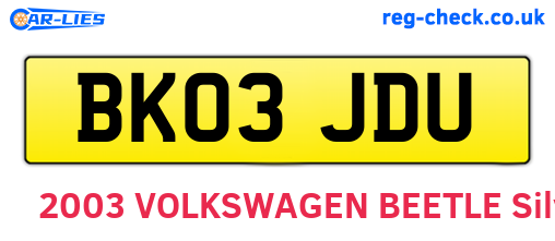 BK03JDU are the vehicle registration plates.