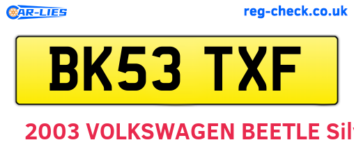 BK53TXF are the vehicle registration plates.