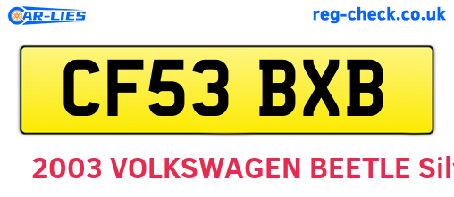 CF53BXB are the vehicle registration plates.