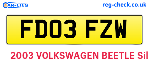 FD03FZW are the vehicle registration plates.