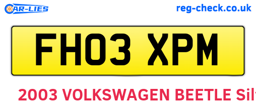 FH03XPM are the vehicle registration plates.