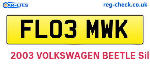 FL03MWK are the vehicle registration plates.
