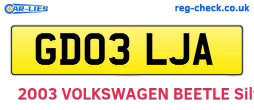 GD03LJA are the vehicle registration plates.