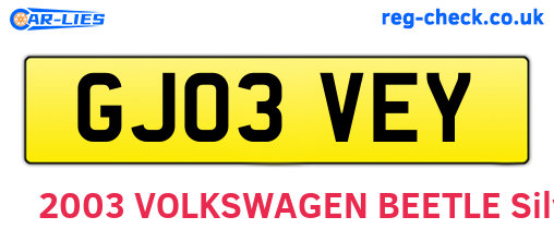 GJ03VEY are the vehicle registration plates.