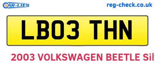 LB03THN are the vehicle registration plates.