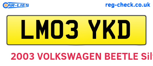 LM03YKD are the vehicle registration plates.