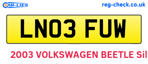 LN03FUW are the vehicle registration plates.
