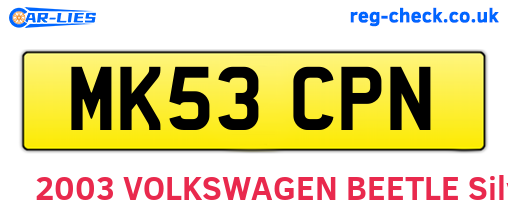 MK53CPN are the vehicle registration plates.