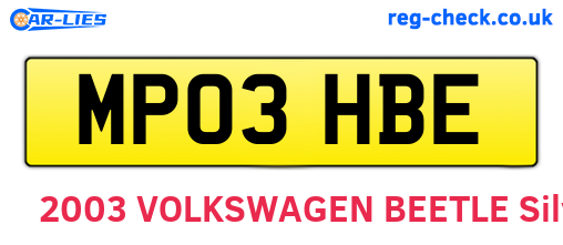 MP03HBE are the vehicle registration plates.