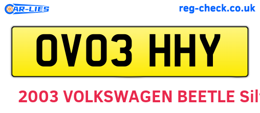 OV03HHY are the vehicle registration plates.