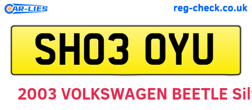 SH03OYU are the vehicle registration plates.