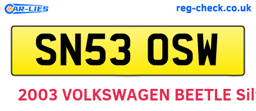 SN53OSW are the vehicle registration plates.