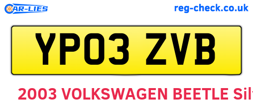 YP03ZVB are the vehicle registration plates.