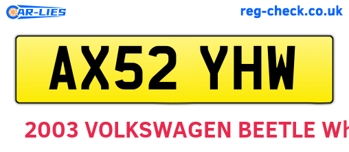 AX52YHW are the vehicle registration plates.