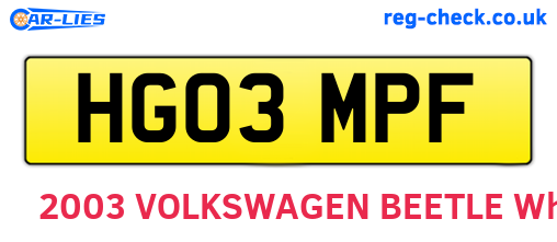 HG03MPF are the vehicle registration plates.