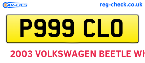 P999CLO are the vehicle registration plates.