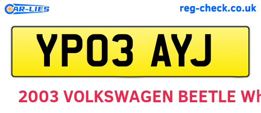 YP03AYJ are the vehicle registration plates.