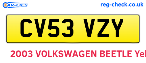 CV53VZY are the vehicle registration plates.