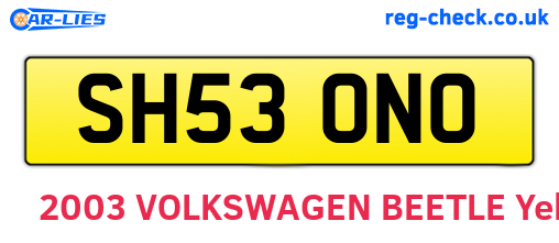 SH53ONO are the vehicle registration plates.