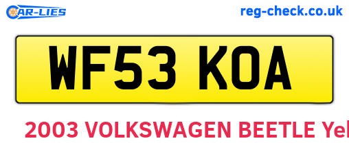 WF53KOA are the vehicle registration plates.