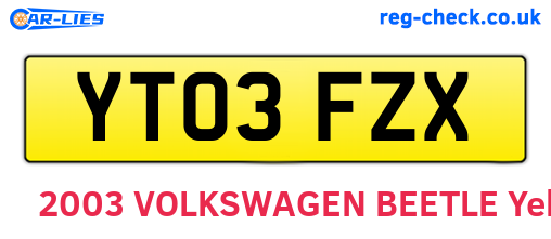 YT03FZX are the vehicle registration plates.