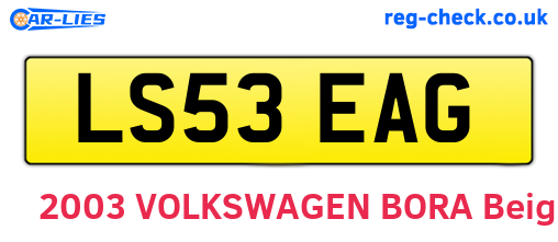 LS53EAG are the vehicle registration plates.