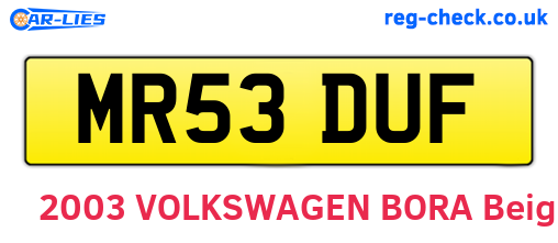 MR53DUF are the vehicle registration plates.