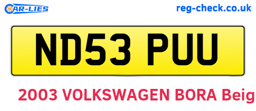 ND53PUU are the vehicle registration plates.