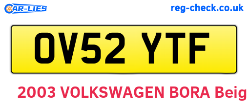 OV52YTF are the vehicle registration plates.