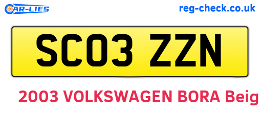 SC03ZZN are the vehicle registration plates.