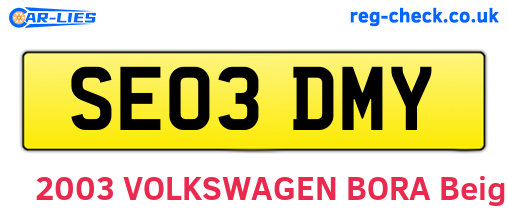 SE03DMY are the vehicle registration plates.