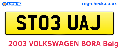 ST03UAJ are the vehicle registration plates.