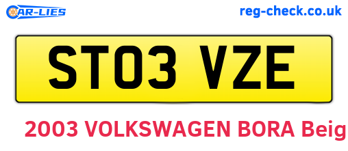 ST03VZE are the vehicle registration plates.