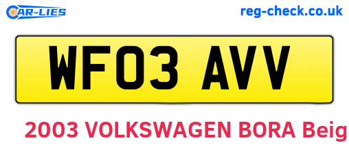 WF03AVV are the vehicle registration plates.