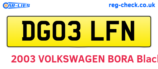 DG03LFN are the vehicle registration plates.