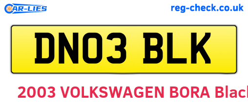 DN03BLK are the vehicle registration plates.