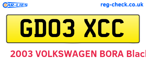 GD03XCC are the vehicle registration plates.