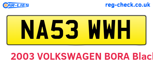 NA53WWH are the vehicle registration plates.