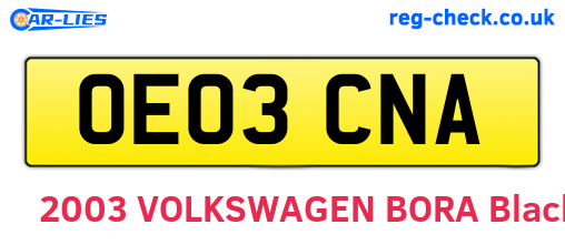 OE03CNA are the vehicle registration plates.