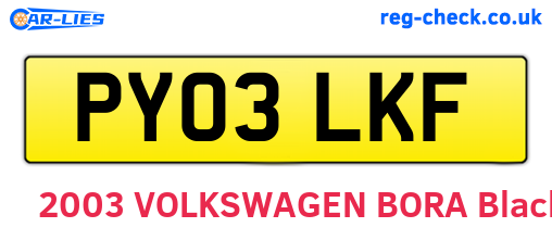 PY03LKF are the vehicle registration plates.