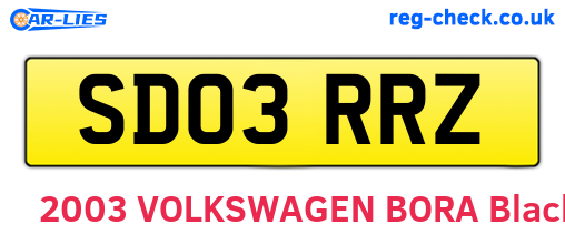 SD03RRZ are the vehicle registration plates.