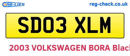 SD03XLM are the vehicle registration plates.