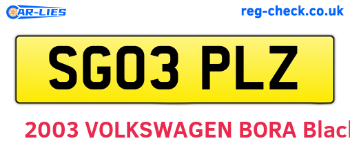 SG03PLZ are the vehicle registration plates.