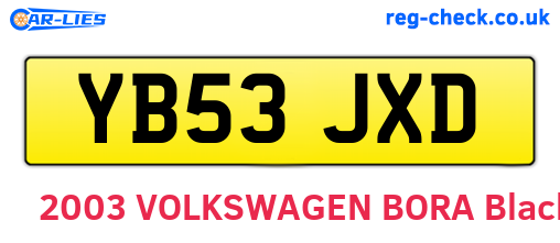 YB53JXD are the vehicle registration plates.