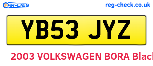 YB53JYZ are the vehicle registration plates.