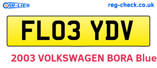 FL03YDV are the vehicle registration plates.