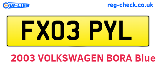FX03PYL are the vehicle registration plates.